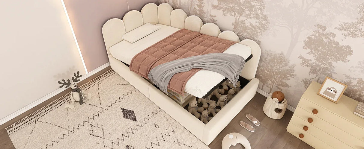 Twin Velvet Upholstered Daybed With Hydraulic Storage - Omega Lifestyles