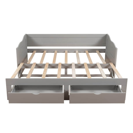 Extendable Solid Wood Twin Daybed With Trundle Drawers - Omega Lifestyles