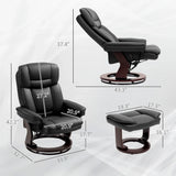 PU Leather Reclining Swivel Chair With Ottoman Footrest - Omega Lifestyles