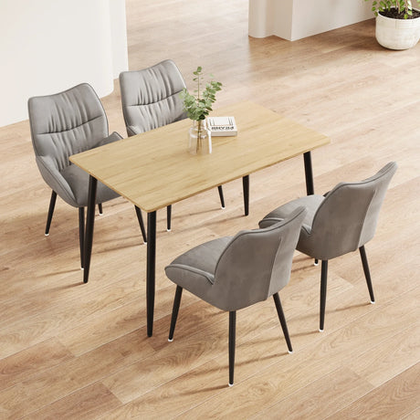 Modern Minimalist Wood Grain Dining Table Chair Set - Omega Lifestyles