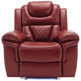 Wine Red Faux Leather Manual Recliner Chair With LED Strip - Omega Lifestyles