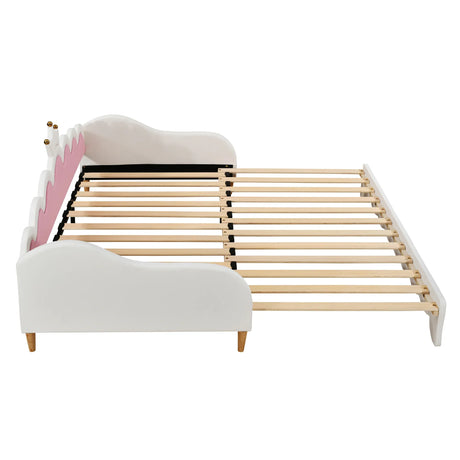 Twin Extending Upholstered Princess Daybed With LED Lights - Omega Lifestyles