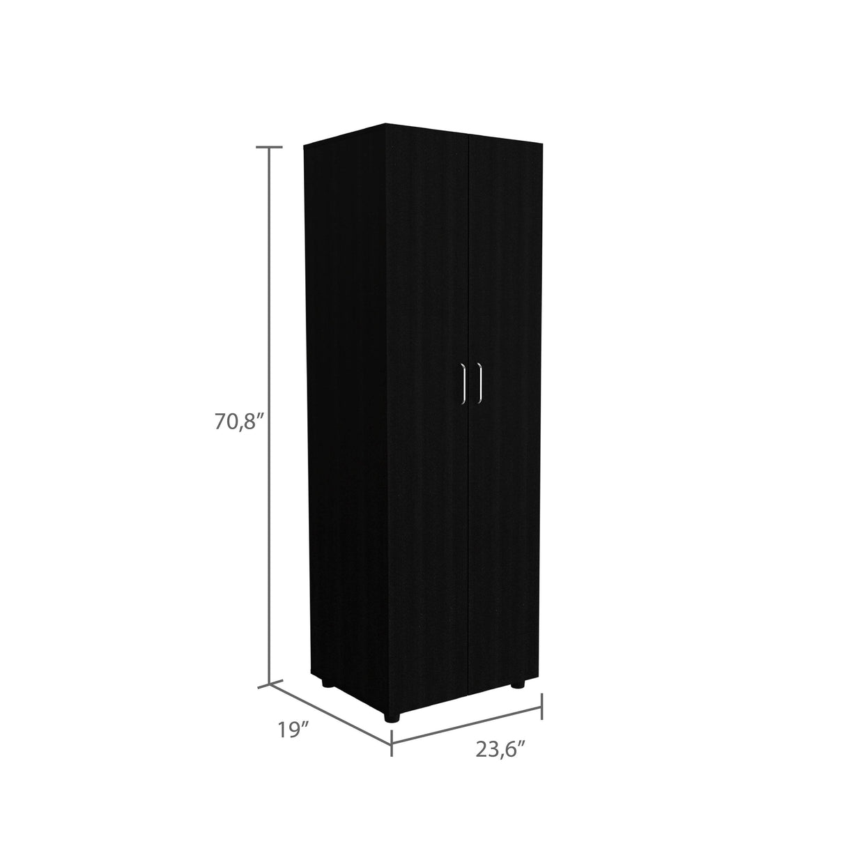 Black Wengue Rectangular Armoire With Three Shelves - Omega Lifestyles