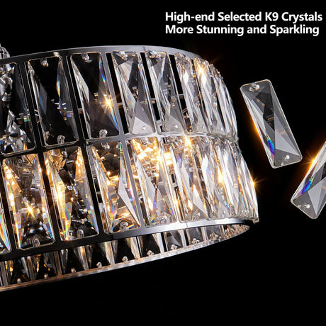 Luxury Crystal 5-Tier Chrome Round Semi Flush Chandelier - Omega Lifestyles