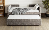 Twin Upholstered Chenille Daybed With Trundle And Drawers - Omega Lifestyles