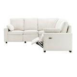 Beige Linen Fabric Power Recliner Sectional Sofa With USB Ports - Omega Lifestyles