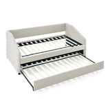 Twin Upholstered Linen Daybed With Pull-Out Trundle - Omega Lifestyles