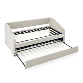 Twin Upholstered Linen Daybed With Pull-Out Trundle - Omega Lifestyles