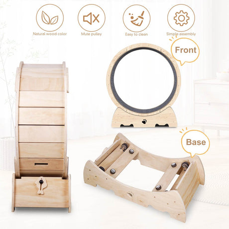 Solid Wood Indoor Cat Exercise Running Wheel - Sleep Galleria