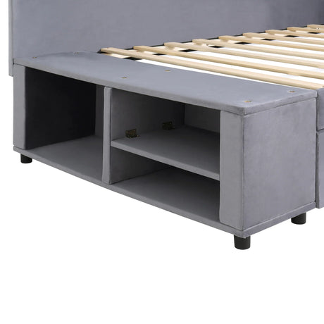 Twin Velvet Upholstered Platform Bed With Storage Drawers - Omega Lifestyles