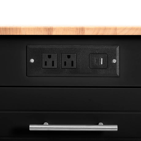 Fluted Rubber Wood Kitchen Island With Trash Can Cabinet - Omega Lifestyles