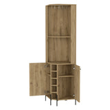 Beige Particle Board Corner Bar Cabinet With Wine Rack - Omega Lifestyles