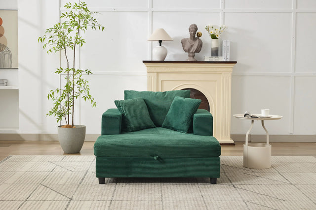 Corduroy Chaise Lounge Chair With Removable Ottoman - Omega Lifestyles