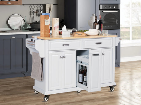 Solid Wood Rubberwood Kitchen Cart With Storage Drawers - Omega Lifestyles