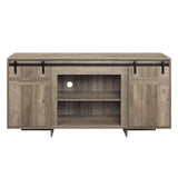 Gray Washed Synthetic Wood Barn Door TV Stand - Omega Lifestyles
