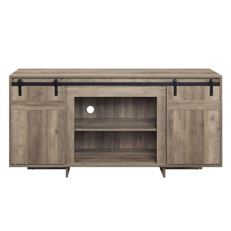 Gray Washed Synthetic Wood Barn Door TV Stand - Omega Lifestyles