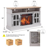 58-Inch Jasmine White Electric Fireplace TV Stand - Sleep Galleria