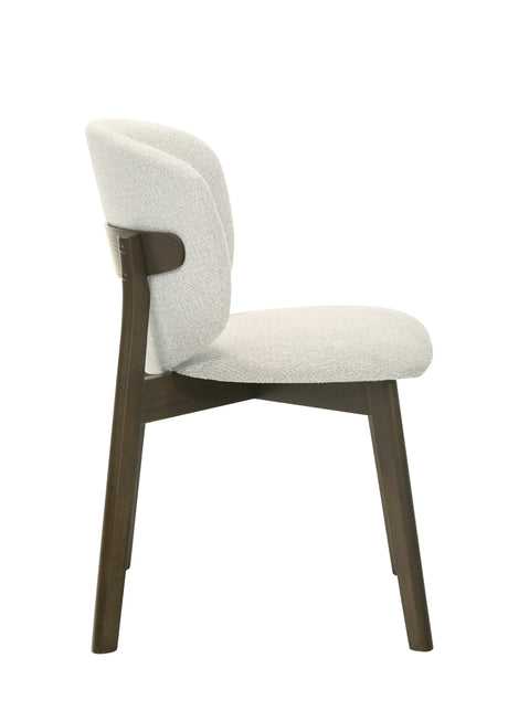 Contemporary Padded Gray Chenille Walnut Side Chair Set - Omega Lifestyles