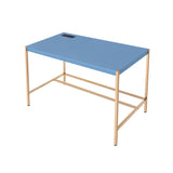 Modern Writing Desk With USB Port Gold Metal Base - Omega Lifestyles