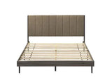 Queen Brown Fabric And Synthetic Wood Bed Frame - Omega Lifestyles