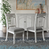 Set of 2 Gray Solid Wood Slat Back Dining Chairs