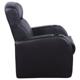 Set Of 3 Black Faux Leather Recliner Home Theater Seats - Omega Lifestyles