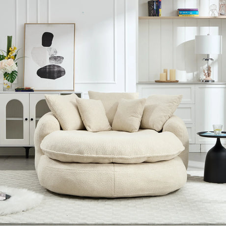 Oversized Chenille Memory Foam Bean Bag Sofa With Pillows - Omega Lifestyles