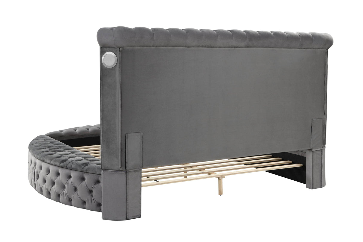 Modern Gray Velvet Upholstered King Storage Bed Frame - Omega Lifestyles