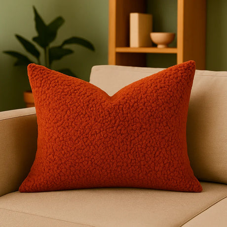 Ultra Plush Sherpa Throw Pillow Rust Brown - Omega Lifestyles