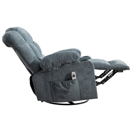 Oversized Soft Linen Massage Recliner Chair With Heating - Omega Lifestyles