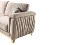 Contemporary Velvet Upholstered Solid Wood Sofa With Gold Accents - Omega Lifestyles