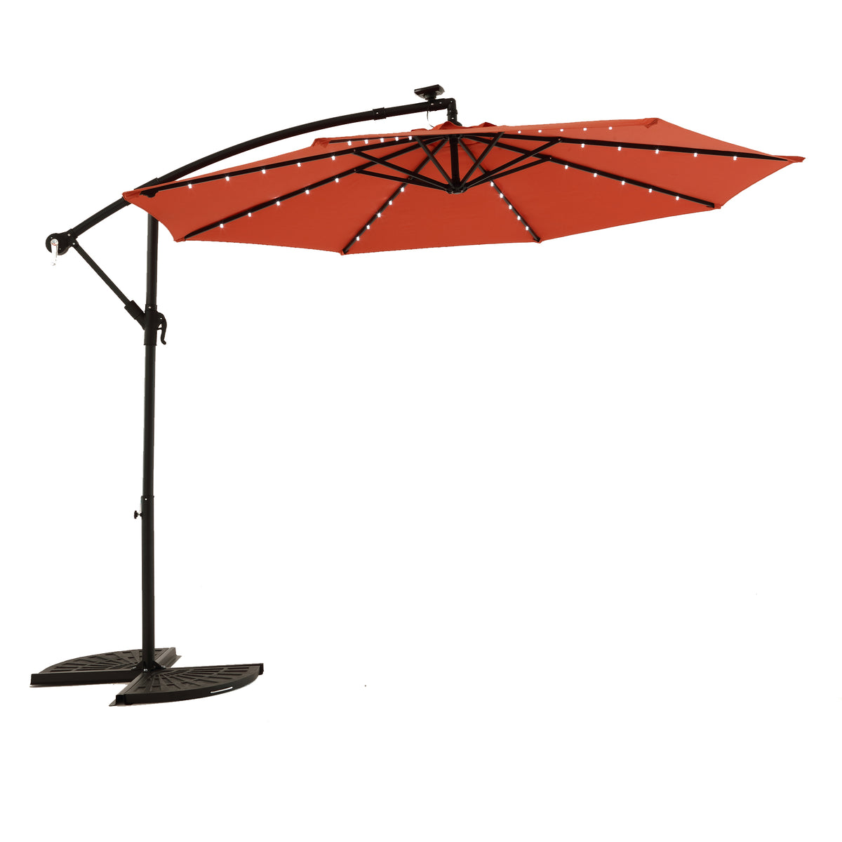 10-Foot Solar LED Steel Offset Patio Umbrella