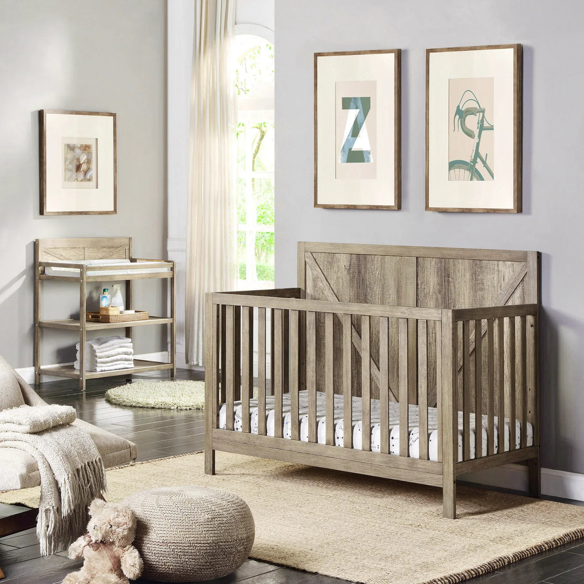 4-in-1 Convertible Solid Wood Barnside Crib Chestnut - Omega Lifestyles