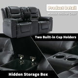 2-Seater Manual PU Leather Recliner Chair With Storage - Omega Lifestyles