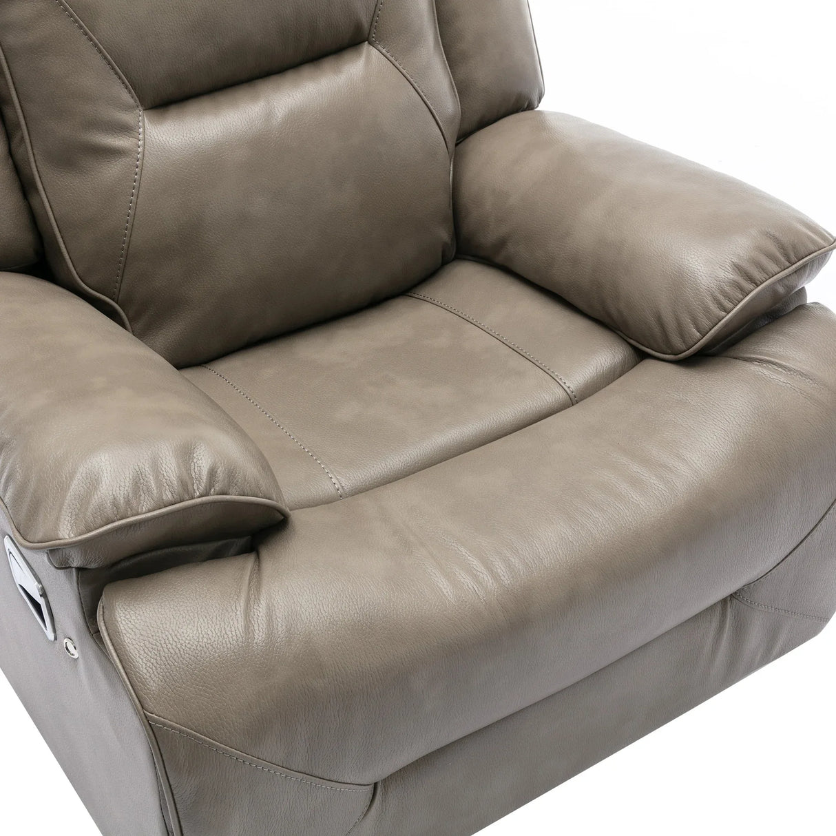 Grey Leather Gel Manual Recliner Chair With LED Lights - Omega Lifestyles