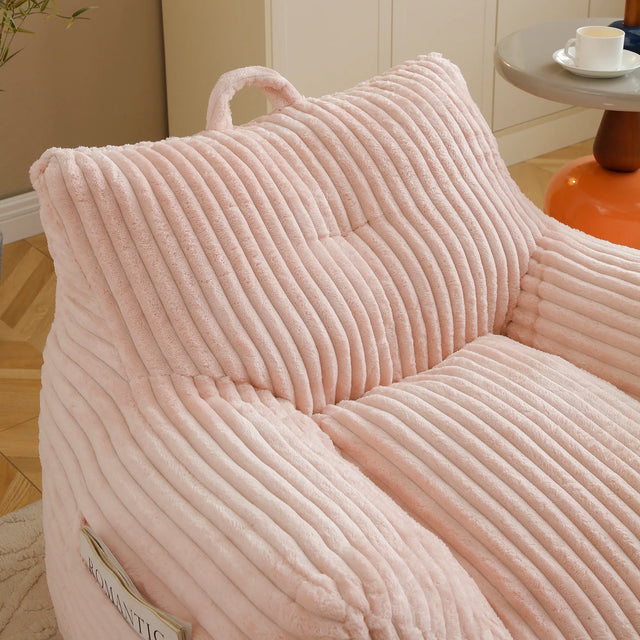 Giant Pink Corduroy Shredded Foam Bean Bag Chair - Omega Lifestyles