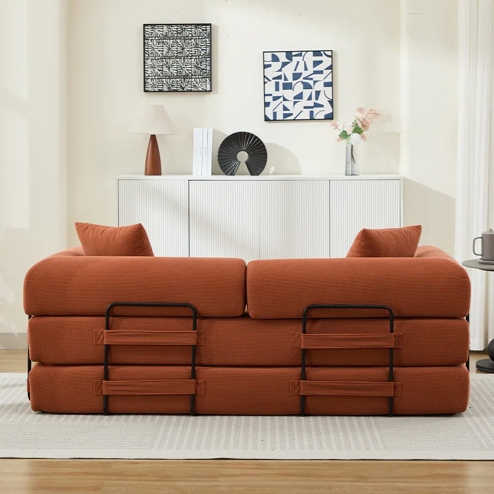 Corduroy Folding Sofa Bed With Foam Mattress And Pillows - Omega Lifestyles
