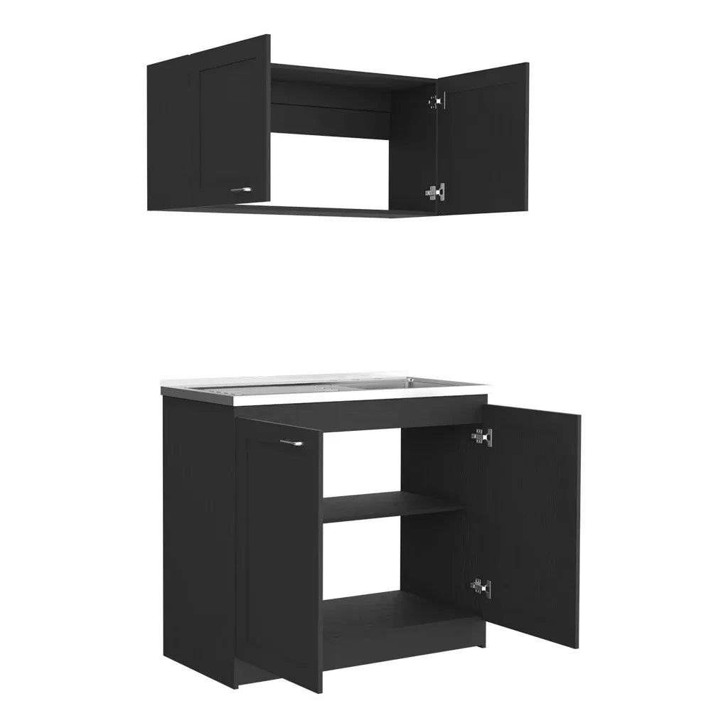 Black Particle Board Garage Cabinet Set - Omega Lifestyles