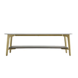 Golden White MDF Metal Frame Rectangular Coffee Table - Omega Lifestyles