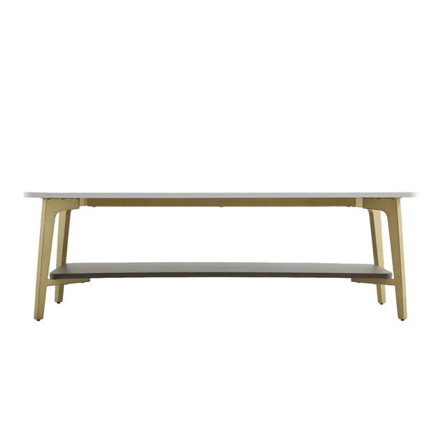 Golden White MDF Metal Frame Rectangular Coffee Table - Omega Lifestyles