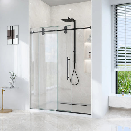 Frameless Matte Black 8mm Tempered Glass Shower Door - Omega Lifestyles