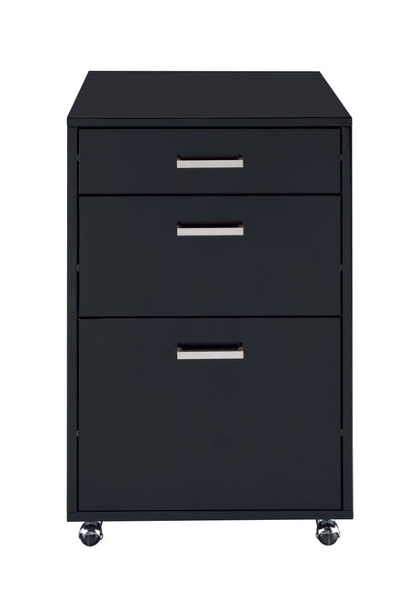 Black Synthetic Wood 3-Drawer File Cabinet - Omega Lifestyles