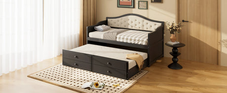 Twin Daybed With Pull-Out Trundle And Storage Drawers - Omega Lifestyles