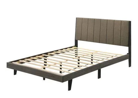 Queen Brown Fabric And Synthetic Wood Bed Frame - Omega Lifestyles