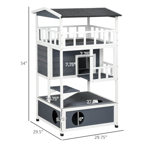 Outdoor Wooden Cat House With Escape Doors And Platform - Sleep Galleria
