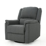Charcoal Fabric Glider Recliner With Swivel And Manual Recline - Omega Lifestyles