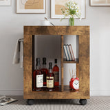 Mid-Century Modern Movable Brown MDF Storage Cabinet - Omega Lifestyles