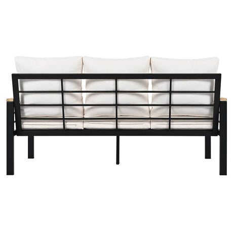 5-Piece Acacia Wood Iron Frame Patio Furniture Set - Omega Lifestyles