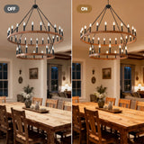 Large 36-Light Wagon Wheel Farmhouse Chandelier - Omega Lifestyles