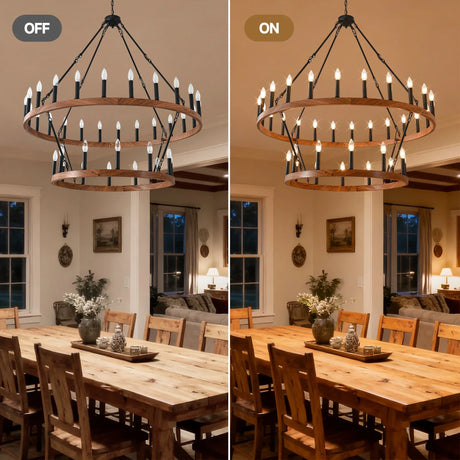 Large 36-Light Wagon Wheel Farmhouse Chandelier - Omega Lifestyles